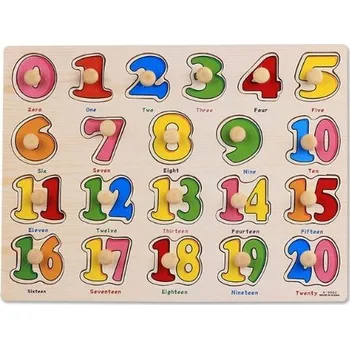 Dřevěná hračka Dřevěné vkládací puzzle - Číslice 0-20