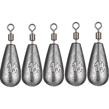 Rybářské olověné závaží kapkovité s obratlíkem 5 ks 14 g Olůvka na ryby Stabilní potápění Daleké nahazování Zátěž na lov velkých ryb