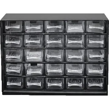 Úložný box Víceúčelový úložný box na nářadí Organizér na šrouby Plastový box se zásuvkami Dílenský box na součástky Praktický pořadač 29,1 x 22,5 x 12,3 cm černá