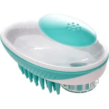 Kosmetika pro psa Kartáč s dávkovačem šamponu pro psy tyrkysová