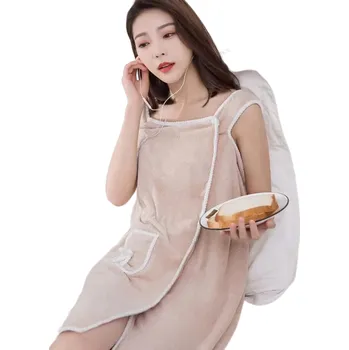 Županový ručník do sauny Ručníkové šaty Dámská ručníková tunika Dámská osuška Dámský ručník 80 x 135 cm khaki