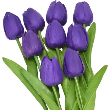 umělá květina Umělé květiny na dekoraci 3 ks Sada umělých tulipánů Dekorační květiny fialová