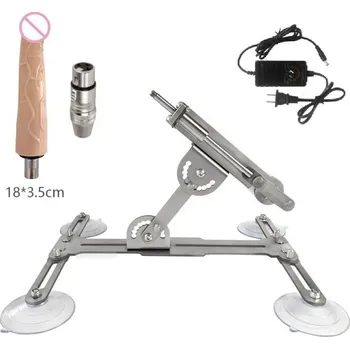 Vibrátor Kovový sex simulátor s 4 přísavkami a tělovým realistickým nástavcem 18x3,5 cm teleskopický pohyb 45 mm diskrétní balení