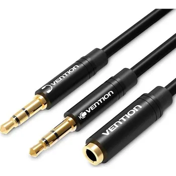 Redukce Vention 2x 3.5mm Male to 3.5mm Female Audio Cable 0.3m Black ABS Type