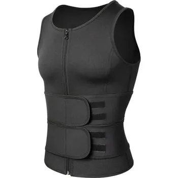 Pánská vesta Černá tvarovací pánská vesta Fitness vesta na hubnutí se zapínáním na zip Kompresní sauna vesta se 2 suchými zipy Posilovací vesta na spalování tuků XL