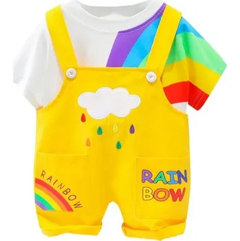 Chlapecké oblečení Chlapecké tričko a kalhoty s duhou L1718 žlutá 4