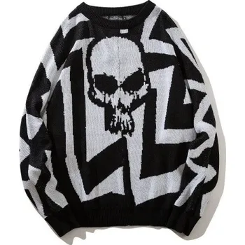 Pánský svetr Svetr s lebkou bílá L 2