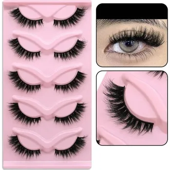 Péče o řasy a obočí Sada 5 párů umělých řas Umělé dlouhé řasy s plným proužkem Sada na prodloužení řas Přirozené nalepovací řasy 2