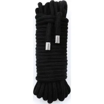 Vibrátor Bavlněný BDSM provaz o délce 5 metrů, šířka 0,85 cm, s kovovými konci, ideální pro bondage, svazování a další techniky Diskrétní balení černá