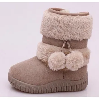 Dívčí obuv Dívčí zimní boty s bambulkami světle hnědá 22