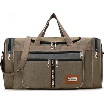 Sportovní taška Nylonová cestovní sportovní taška přes rameno 60 x 24 x 31 cm Velkokapacitní taška na víkend Fitness zavazadlo Lehká voděodolná taška hnědá
