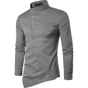 Pánská košile Pánská asymetrická košile šedá S