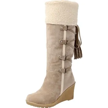 Dámské kozačky Stylové zimní kozačky J2288 béžova 43