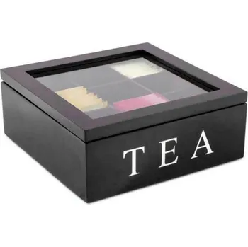 Dóza na potraviny Dřevěná krabička na čajové sáčky černá