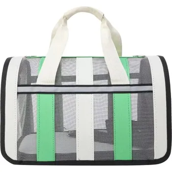 přepravka pro zvíře Prodyšný skládací přepravník pro kočky a psy Pohodlný nosič na zip pro domácí mazlíčky Látková síťovaná přepravka pro psy a kočky s reflexním prvkem Cestovní taška pro přepravu koček a psů 41 x 27 x 25 cm zelená