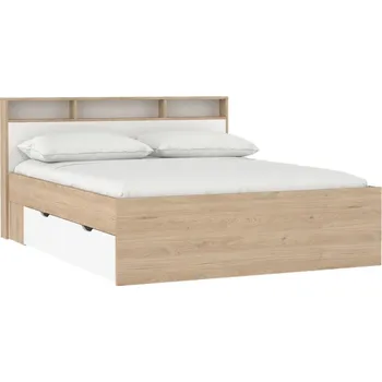 Postel Dvoulůžková postel v dekoru dubu s úložným prostorem bez roštu 160x200 cm v přírodní barvě Ikast – Tvilum ID_1757102