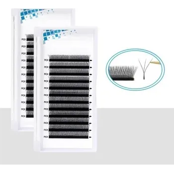 Umělé řasy Sada jednotlivých umělých řas ve tvaru W Kvalitní nalepovací řasy D 0,07 mm Falešné černé řasy přirozeného vzhledu 10 mm