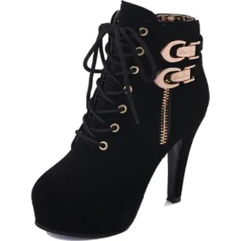 Dámská obuv Kotníkové boty na jehlovém podpatku J1349 černá 38