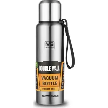 Termoska Nerezová termoska 1000 ml Dvoustěnná vakuová izolace Termo láhev na horké a studené nápoje Odolná cestovní termoska s nepropustným víčkem Praktická na cesty stříbrná