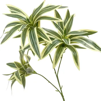 umělá květina Umělá rostlina 70 cm Plastová tropická větev se zeleno-krémovými pruhovanými listy Dekorace do vázy, květináče nebo aranžmá