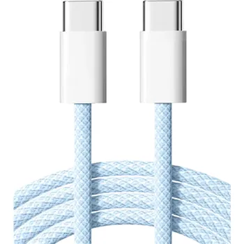 Datový kabel Rychlonabíjecí 60W kabel duální USB C a Typ C PD 2 m rychlé nabíjení a datový přenos kompatibilní s USB-C 6A modrá