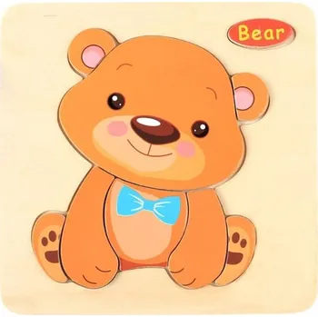 Dřevěná hračka Dřevěné puzzle pro děti - Zvířátka Medvěd