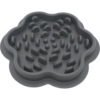 Miska pro psa Protihltací miska ve tvaru květiny 23x23x2,5 cm pro kočky a psy s vnitřními výstupky bezpečná miska s ergonomickým designem a snadnou údržbou podporující pomalý příjem potravy tmavě šedá