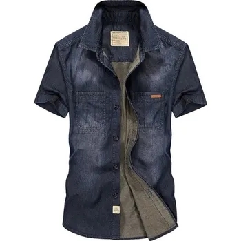 Pánská košile Pánská džínová košile F794 tmavě modrá XXL