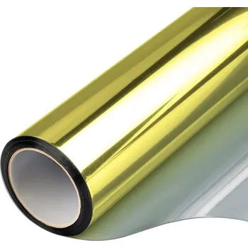 Roleta Jednosměrná zrcadlová okenní fólie 50 x 200 cm Protisluneční fólie Ochrana před UV zářením Okna Byt Dům Kancelář Soukromí zlatá