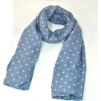 Šála Dětská zimní šála s puntíky J870 modrá