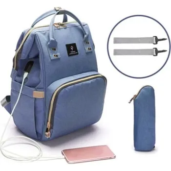 Přebalovací taška Multifunkční přebalovací batoh s USB modrá