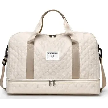 Sportovní taška Velkokapacitní nylonová cestovní taška 49 x 25 x 32 cm Sportovní taška přes rameno Taška do posilovny Víkendová taška na cesty i trénink béžova