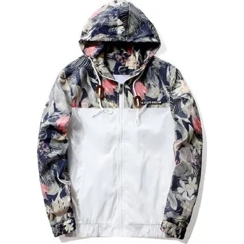 Pánská jarní/podzimní bunda s květinami J937 bílá M