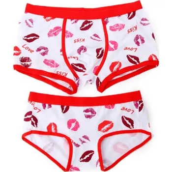Boxerky Spodní prádlo pro páry s potiskem rtů pánské S, dámské S-M