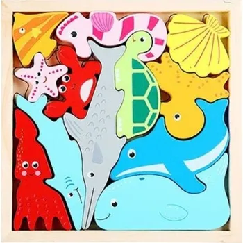 Dřevěná hračka Dětské dřevěné vkládací puzzle vodní svět