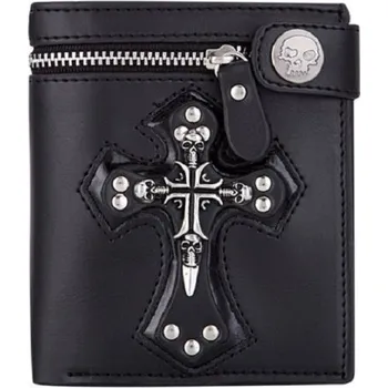 Peněženka Pánská kožená peněženka s lebkami černá 2