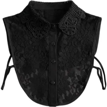 Kravata Falešný límec pro ženy krajkový Elegantní odnímatelný límeček Dekorativní límec ke svetru šatům Stylový módní doplněk černá