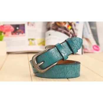 Opasek Stylový kožený pásek J3079 tyrkysová 90 cm