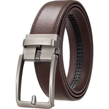 Opasek Pánský pásek z pravé kravské kůže s automatickou přezkou hnědý 120 cm