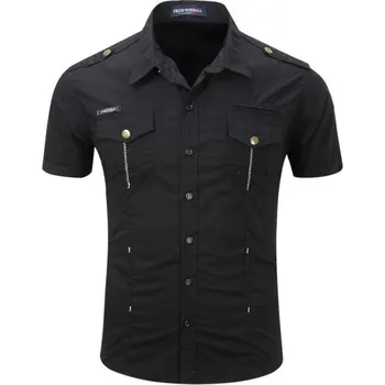 Pánská košile Pánská košile s krátkým rukávem F478 černá XXL