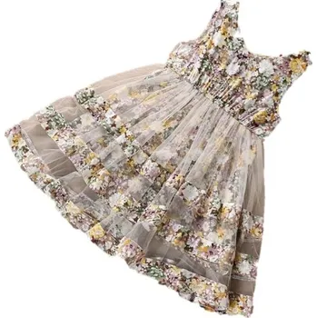 Dívčí šaty Dívčí šaty s květinami J1900 žlutá 11