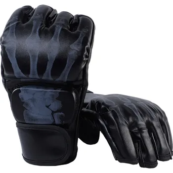 Bezprsté rukavice na MMA s potiskem kostí Boxerské rukavice pytlovky Vhodné pro muže i ženy 24 x 13 x 5 cm černá