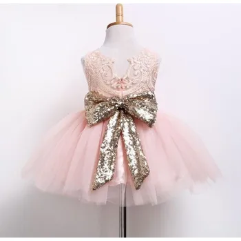 Dívčí šaty Dívčí šaty s mašlí C1080 růžová 8