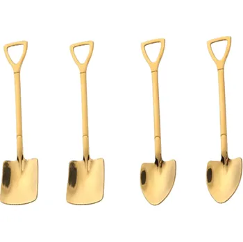 Příbor Lžičky ve tvaru lopaty a rýče 4 ks zlatá