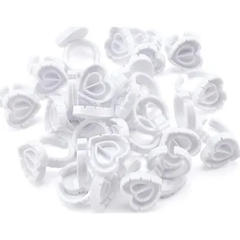 Lepidlo na řasy Prsten na lepidlo a řasy srdíčko 50 ks bílá