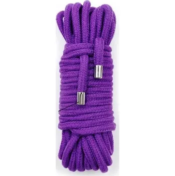 Vibrátor Bavlněný BDSM provaz o délce 10 metrů, šířka 0,85 cm, s kovovými konci, ideální pro bondage, svazování a další techniky Diskrétní balení fialová