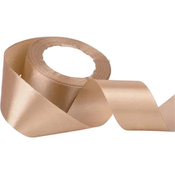 Balící papír Stuha 4 cm 22 m saténová Lesklá dekorační stužka na balení dárků Svatební dekorace Kreativní tvoření Výroba ozdob Ozdobná stužka světle hnědá