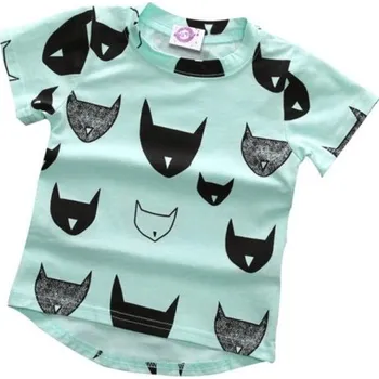 Dívčí oblečení Dívčí tričko s karikaturou koček J1904 zelená 4