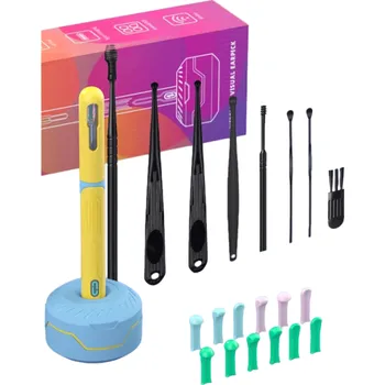 Čistič uší Otoskop pro kontrolu a čištění ucha s příslušenstvím Endoskopická kamera na čištění uší Chytrá vizuální tyčinka na čištění uší žlutá