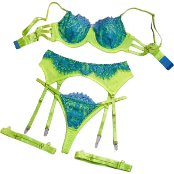 Souprava dámského spodního prádla Dámská neonová souprava spodního prádla zelená L